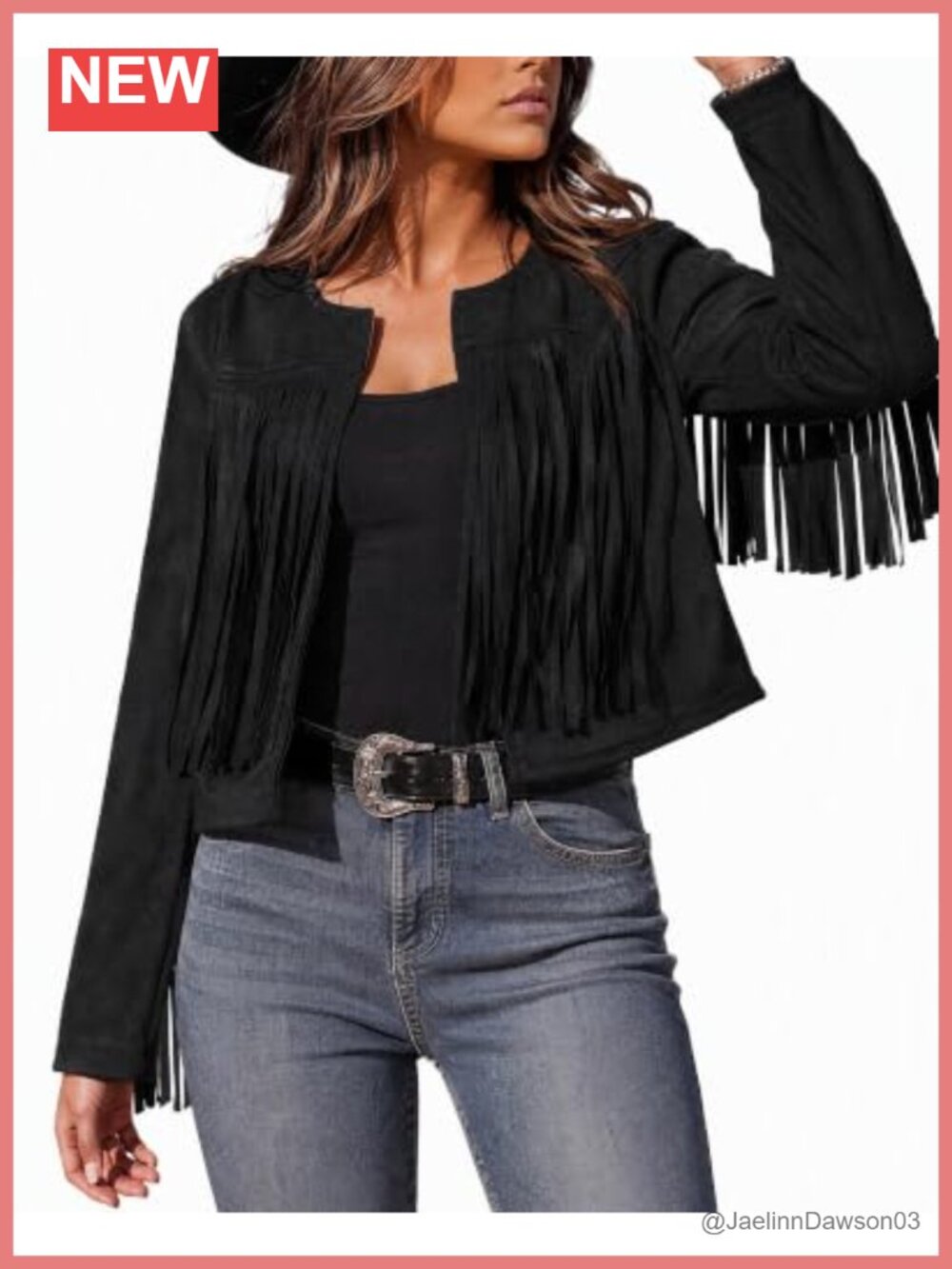 Faux Suede Fringe Jacket Cropped Western Cowgirl Coat